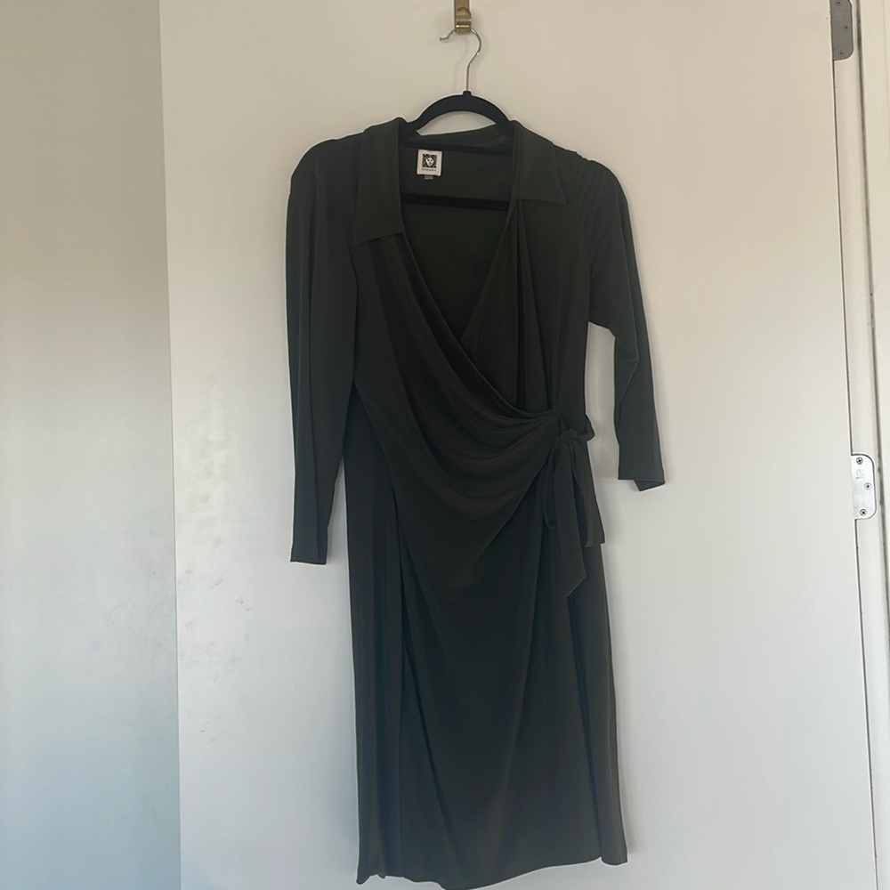 Anne Klein green faux wrap dress
